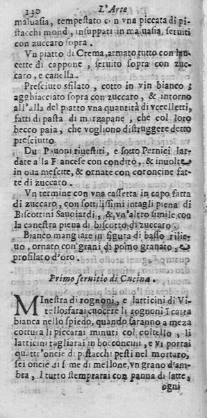 L'arte di ben cucinare, et instruire i men periti in questa lodeuole professione. Doue anco s'insegna à far pasticci, sapori, ... Di Bartolomeo Stefani cuoco di S.A.S. di Mantoua