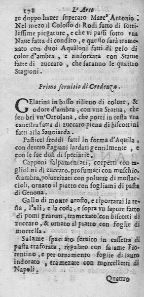 L'arte di ben cucinare, et instruire i men periti in questa lodeuole professione. Doue anco s'insegna à far pasticci, sapori, ... Di Bartolomeo Stefani cuoco di S.A.S. di Mantoua