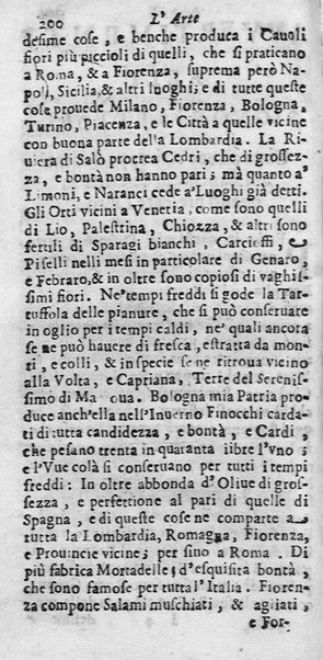 L'arte di ben cucinare, et instruire i men periti in questa lodeuole professione. Doue anco s'insegna à far pasticci, sapori, ... Di Bartolomeo Stefani cuoco di S.A.S. di Mantoua