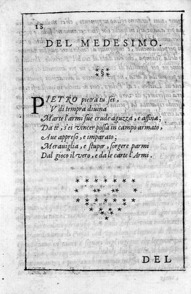 Il gioco de gli scacchi di D. Pietro Carrera diuiso in otto libri, ne' quali s'insegnano i precetti, le vscite, e i tratti posticci del gioco, e si discorre della vera origine di esso. Con due discorsi, l'vno del padre D. Gio. Battista Chèrubino, l'altro del dottor Mario Tortelli, opera non meno vtile a' professori del gioco, che diletteuole à gli studiosi per la varietà della eruditione cauata dalle tenebre dell'antichità. ...