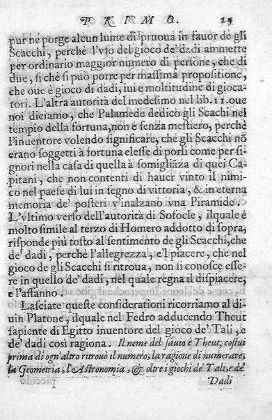 Il gioco de gli scacchi di D. Pietro Carrera diuiso in otto libri, ne' quali s'insegnano i precetti, le vscite, e i tratti posticci del gioco, e si discorre della vera origine di esso. Con due discorsi, l'vno del padre D. Gio. Battista Chèrubino, l'altro del dottor Mario Tortelli, opera non meno vtile a' professori del gioco, che diletteuole à gli studiosi per la varietà della eruditione cauata dalle tenebre dell'antichità. ...