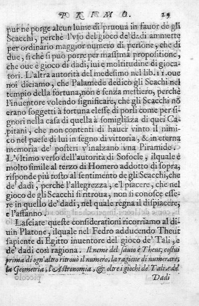 Il gioco de gli scacchi di D. Pietro Carrera diuiso in otto libri, ne' quali s'insegnano i precetti, le vscite, e i tratti posticci del gioco, e si discorre della vera origine di esso. Con due discorsi, l'vno del padre D. Gio. Battista Chèrubino, l'altro del dottor Mario Tortelli, opera non meno vtile a' professori del gioco, che diletteuole à gli studiosi per la varietà della eruditione cauata dalle tenebre dell'antichità. ...