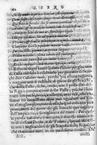 Il gioco de gli scacchi di D. Pietro Carrera diuiso in otto libri, ne' quali s'insegnano i precetti, le vscite, e i tratti posticci del gioco, e si discorre della vera origine di esso. Con due discorsi, l'vno del padre D. Gio. Battista Chèrubino, l'altro del dottor Mario Tortelli, opera non meno vtile a' professori del gioco, che diletteuole à gli studiosi per la varietà della eruditione cauata dalle tenebre dell'antichità. ...