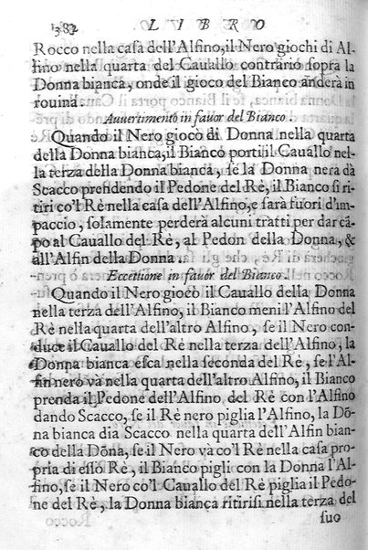 Il gioco de gli scacchi di D. Pietro Carrera diuiso in otto libri, ne' quali s'insegnano i precetti, le vscite, e i tratti posticci del gioco, e si discorre della vera origine di esso. Con due discorsi, l'vno del padre D. Gio. Battista Chèrubino, l'altro del dottor Mario Tortelli, opera non meno vtile a' professori del gioco, che diletteuole à gli studiosi per la varietà della eruditione cauata dalle tenebre dell'antichità. ...