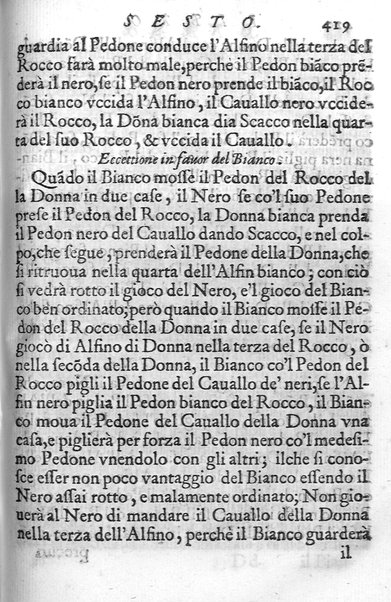 Il gioco de gli scacchi di D. Pietro Carrera diuiso in otto libri, ne' quali s'insegnano i precetti, le vscite, e i tratti posticci del gioco, e si discorre della vera origine di esso. Con due discorsi, l'vno del padre D. Gio. Battista Chèrubino, l'altro del dottor Mario Tortelli, opera non meno vtile a' professori del gioco, che diletteuole à gli studiosi per la varietà della eruditione cauata dalle tenebre dell'antichità. ...