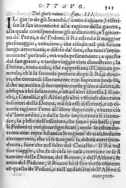 Il gioco de gli scacchi di D. Pietro Carrera diuiso in otto libri, ne' quali s'insegnano i precetti, le vscite, e i tratti posticci del gioco, e si discorre della vera origine di esso. Con due discorsi, l'vno del padre D. Gio. Battista Chèrubino, l'altro del dottor Mario Tortelli, opera non meno vtile a' professori del gioco, che diletteuole à gli studiosi per la varietà della eruditione cauata dalle tenebre dell'antichità. ...