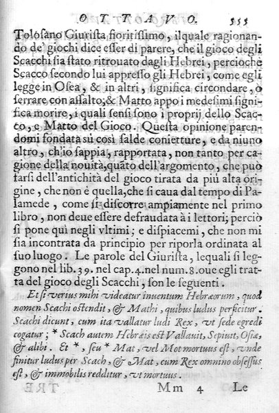 Il gioco de gli scacchi di D. Pietro Carrera diuiso in otto libri, ne' quali s'insegnano i precetti, le vscite, e i tratti posticci del gioco, e si discorre della vera origine di esso. Con due discorsi, l'vno del padre D. Gio. Battista Chèrubino, l'altro del dottor Mario Tortelli, opera non meno vtile a' professori del gioco, che diletteuole à gli studiosi per la varietà della eruditione cauata dalle tenebre dell'antichità. ...