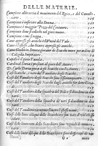 Il gioco de gli scacchi di D. Pietro Carrera diuiso in otto libri, ne' quali s'insegnano i precetti, le vscite, e i tratti posticci del gioco, e si discorre della vera origine di esso. Con due discorsi, l'vno del padre D. Gio. Battista Chèrubino, l'altro del dottor Mario Tortelli, opera non meno vtile a' professori del gioco, che diletteuole à gli studiosi per la varietà della eruditione cauata dalle tenebre dell'antichità. ...