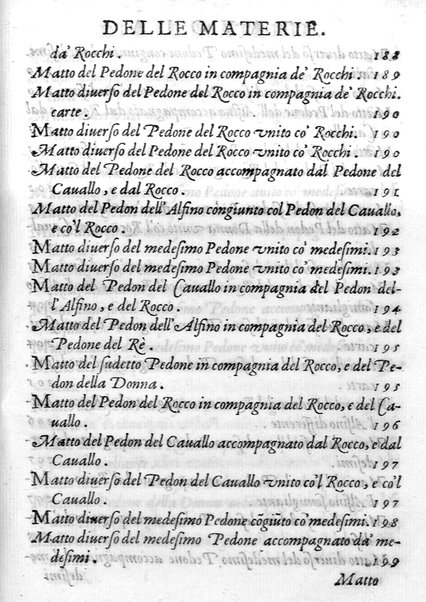 Il gioco de gli scacchi di D. Pietro Carrera diuiso in otto libri, ne' quali s'insegnano i precetti, le vscite, e i tratti posticci del gioco, e si discorre della vera origine di esso. Con due discorsi, l'vno del padre D. Gio. Battista Chèrubino, l'altro del dottor Mario Tortelli, opera non meno vtile a' professori del gioco, che diletteuole à gli studiosi per la varietà della eruditione cauata dalle tenebre dell'antichità. ...