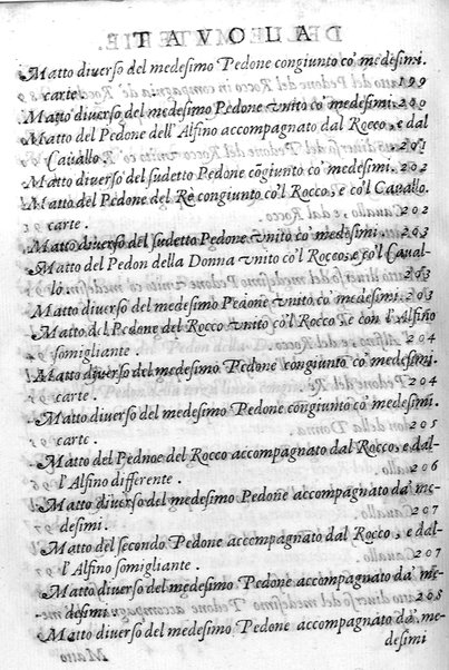 Il gioco de gli scacchi di D. Pietro Carrera diuiso in otto libri, ne' quali s'insegnano i precetti, le vscite, e i tratti posticci del gioco, e si discorre della vera origine di esso. Con due discorsi, l'vno del padre D. Gio. Battista Chèrubino, l'altro del dottor Mario Tortelli, opera non meno vtile a' professori del gioco, che diletteuole à gli studiosi per la varietà della eruditione cauata dalle tenebre dell'antichità. ...