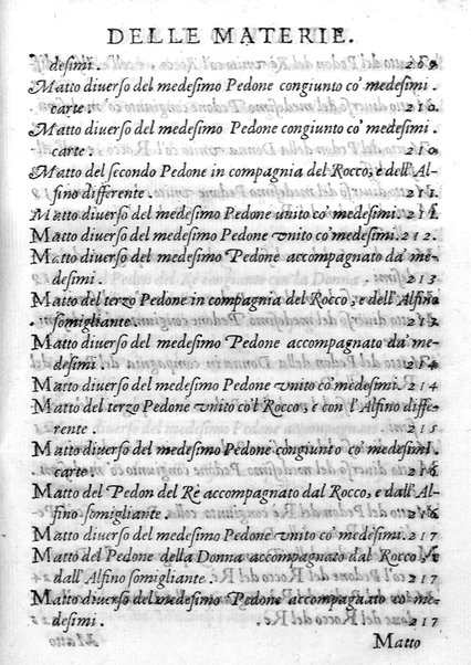 Il gioco de gli scacchi di D. Pietro Carrera diuiso in otto libri, ne' quali s'insegnano i precetti, le vscite, e i tratti posticci del gioco, e si discorre della vera origine di esso. Con due discorsi, l'vno del padre D. Gio. Battista Chèrubino, l'altro del dottor Mario Tortelli, opera non meno vtile a' professori del gioco, che diletteuole à gli studiosi per la varietà della eruditione cauata dalle tenebre dell'antichità. ...