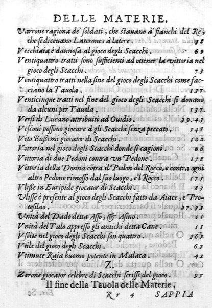 Il gioco de gli scacchi di D. Pietro Carrera diuiso in otto libri, ne' quali s'insegnano i precetti, le vscite, e i tratti posticci del gioco, e si discorre della vera origine di esso. Con due discorsi, l'vno del padre D. Gio. Battista Chèrubino, l'altro del dottor Mario Tortelli, opera non meno vtile a' professori del gioco, che diletteuole à gli studiosi per la varietà della eruditione cauata dalle tenebre dell'antichità. ...