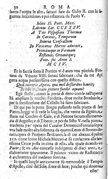 Ritratto di Roma moderna: nel quale sono descritte, le sagre basiliche, le chiese, collegij, confraternite, librerie, ospedali, monasteri, fontane, giardini, palazzi, pitture, sculture, e statue più famose, esistenti dentro, e fuori della città. Con la narratione dell'opere pie, ... Distinto in quatordici rioni, abbellito con le figure di rame, e raccolto dall'auttori, accennati nel primo tomo