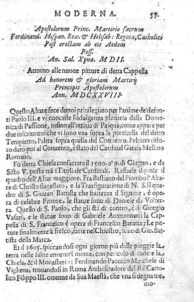 Ritratto di Roma moderna: nel quale sono descritte, le sagre basiliche, le chiese, collegij, confraternite, librerie, ospedali, monasteri, fontane, giardini, palazzi, pitture, sculture, e statue più famose, esistenti dentro, e fuori della città. Con la narratione dell'opere pie, ... Distinto in quatordici rioni, abbellito con le figure di rame, e raccolto dall'auttori, accennati nel primo tomo