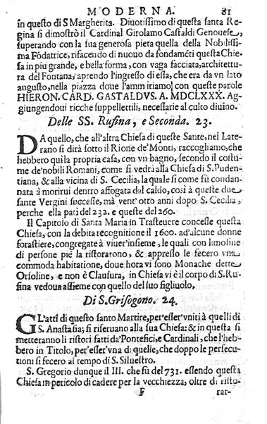 Ritratto di Roma moderna: nel quale sono descritte, le sagre basiliche, le chiese, collegij, confraternite, librerie, ospedali, monasteri, fontane, giardini, palazzi, pitture, sculture, e statue più famose, esistenti dentro, e fuori della città. Con la narratione dell'opere pie, ... Distinto in quatordici rioni, abbellito con le figure di rame, e raccolto dall'auttori, accennati nel primo tomo