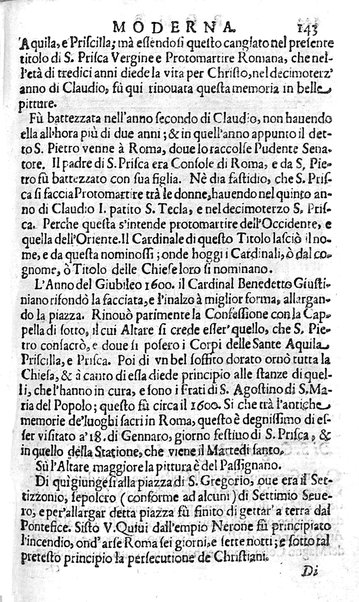 Ritratto di Roma moderna: nel quale sono descritte, le sagre basiliche, le chiese, collegij, confraternite, librerie, ospedali, monasteri, fontane, giardini, palazzi, pitture, sculture, e statue più famose, esistenti dentro, e fuori della città. Con la narratione dell'opere pie, ... Distinto in quatordici rioni, abbellito con le figure di rame, e raccolto dall'auttori, accennati nel primo tomo