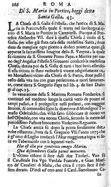 Ritratto di Roma moderna: nel quale sono descritte, le sagre basiliche, le chiese, collegij, confraternite, librerie, ospedali, monasteri, fontane, giardini, palazzi, pitture, sculture, e statue più famose, esistenti dentro, e fuori della città. Con la narratione dell'opere pie, ... Distinto in quatordici rioni, abbellito con le figure di rame, e raccolto dall'auttori, accennati nel primo tomo