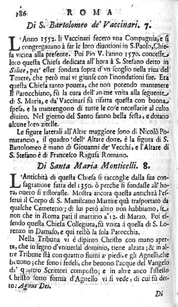 Ritratto di Roma moderna: nel quale sono descritte, le sagre basiliche, le chiese, collegij, confraternite, librerie, ospedali, monasteri, fontane, giardini, palazzi, pitture, sculture, e statue più famose, esistenti dentro, e fuori della città. Con la narratione dell'opere pie, ... Distinto in quatordici rioni, abbellito con le figure di rame, e raccolto dall'auttori, accennati nel primo tomo