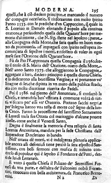 Ritratto di Roma moderna: nel quale sono descritte, le sagre basiliche, le chiese, collegij, confraternite, librerie, ospedali, monasteri, fontane, giardini, palazzi, pitture, sculture, e statue più famose, esistenti dentro, e fuori della città. Con la narratione dell'opere pie, ... Distinto in quatordici rioni, abbellito con le figure di rame, e raccolto dall'auttori, accennati nel primo tomo