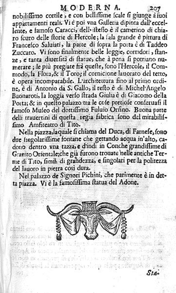 Ritratto di Roma moderna: nel quale sono descritte, le sagre basiliche, le chiese, collegij, confraternite, librerie, ospedali, monasteri, fontane, giardini, palazzi, pitture, sculture, e statue più famose, esistenti dentro, e fuori della città. Con la narratione dell'opere pie, ... Distinto in quatordici rioni, abbellito con le figure di rame, e raccolto dall'auttori, accennati nel primo tomo