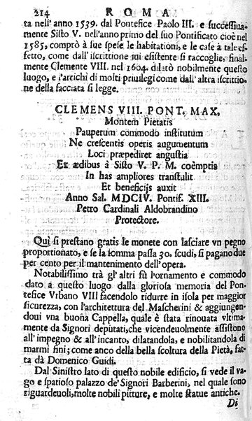 Ritratto di Roma moderna: nel quale sono descritte, le sagre basiliche, le chiese, collegij, confraternite, librerie, ospedali, monasteri, fontane, giardini, palazzi, pitture, sculture, e statue più famose, esistenti dentro, e fuori della città. Con la narratione dell'opere pie, ... Distinto in quatordici rioni, abbellito con le figure di rame, e raccolto dall'auttori, accennati nel primo tomo