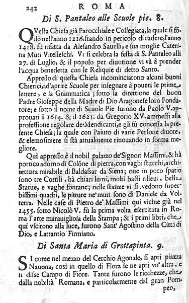 Ritratto di Roma moderna: nel quale sono descritte, le sagre basiliche, le chiese, collegij, confraternite, librerie, ospedali, monasteri, fontane, giardini, palazzi, pitture, sculture, e statue più famose, esistenti dentro, e fuori della città. Con la narratione dell'opere pie, ... Distinto in quatordici rioni, abbellito con le figure di rame, e raccolto dall'auttori, accennati nel primo tomo