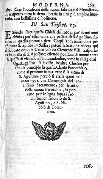 Ritratto di Roma moderna: nel quale sono descritte, le sagre basiliche, le chiese, collegij, confraternite, librerie, ospedali, monasteri, fontane, giardini, palazzi, pitture, sculture, e statue più famose, esistenti dentro, e fuori della città. Con la narratione dell'opere pie, ... Distinto in quatordici rioni, abbellito con le figure di rame, e raccolto dall'auttori, accennati nel primo tomo