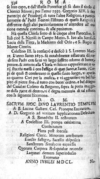 Ritratto di Roma moderna: nel quale sono descritte, le sagre basiliche, le chiese, collegij, confraternite, librerie, ospedali, monasteri, fontane, giardini, palazzi, pitture, sculture, e statue più famose, esistenti dentro, e fuori della città. Con la narratione dell'opere pie, ... Distinto in quatordici rioni, abbellito con le figure di rame, e raccolto dall'auttori, accennati nel primo tomo