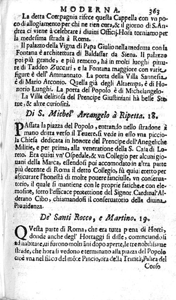 Ritratto di Roma moderna: nel quale sono descritte, le sagre basiliche, le chiese, collegij, confraternite, librerie, ospedali, monasteri, fontane, giardini, palazzi, pitture, sculture, e statue più famose, esistenti dentro, e fuori della città. Con la narratione dell'opere pie, ... Distinto in quatordici rioni, abbellito con le figure di rame, e raccolto dall'auttori, accennati nel primo tomo