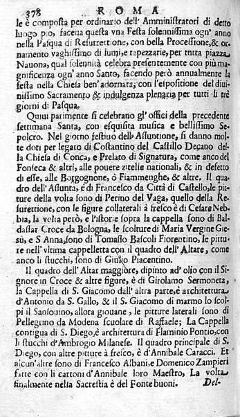 Ritratto di Roma moderna: nel quale sono descritte, le sagre basiliche, le chiese, collegij, confraternite, librerie, ospedali, monasteri, fontane, giardini, palazzi, pitture, sculture, e statue più famose, esistenti dentro, e fuori della città. Con la narratione dell'opere pie, ... Distinto in quatordici rioni, abbellito con le figure di rame, e raccolto dall'auttori, accennati nel primo tomo
