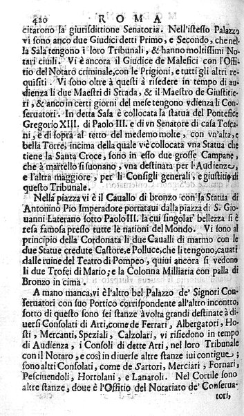 Ritratto di Roma moderna: nel quale sono descritte, le sagre basiliche, le chiese, collegij, confraternite, librerie, ospedali, monasteri, fontane, giardini, palazzi, pitture, sculture, e statue più famose, esistenti dentro, e fuori della città. Con la narratione dell'opere pie, ... Distinto in quatordici rioni, abbellito con le figure di rame, e raccolto dall'auttori, accennati nel primo tomo