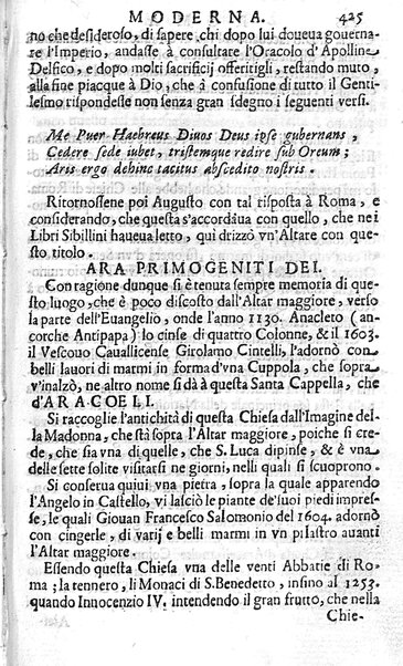 Ritratto di Roma moderna: nel quale sono descritte, le sagre basiliche, le chiese, collegij, confraternite, librerie, ospedali, monasteri, fontane, giardini, palazzi, pitture, sculture, e statue più famose, esistenti dentro, e fuori della città. Con la narratione dell'opere pie, ... Distinto in quatordici rioni, abbellito con le figure di rame, e raccolto dall'auttori, accennati nel primo tomo