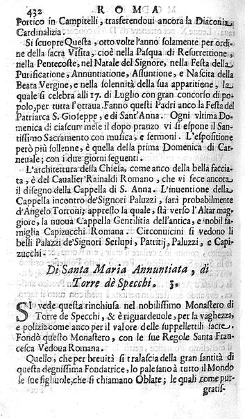 Ritratto di Roma moderna: nel quale sono descritte, le sagre basiliche, le chiese, collegij, confraternite, librerie, ospedali, monasteri, fontane, giardini, palazzi, pitture, sculture, e statue più famose, esistenti dentro, e fuori della città. Con la narratione dell'opere pie, ... Distinto in quatordici rioni, abbellito con le figure di rame, e raccolto dall'auttori, accennati nel primo tomo