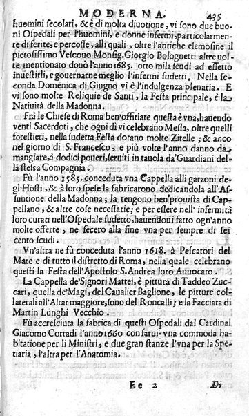 Ritratto di Roma moderna: nel quale sono descritte, le sagre basiliche, le chiese, collegij, confraternite, librerie, ospedali, monasteri, fontane, giardini, palazzi, pitture, sculture, e statue più famose, esistenti dentro, e fuori della città. Con la narratione dell'opere pie, ... Distinto in quatordici rioni, abbellito con le figure di rame, e raccolto dall'auttori, accennati nel primo tomo