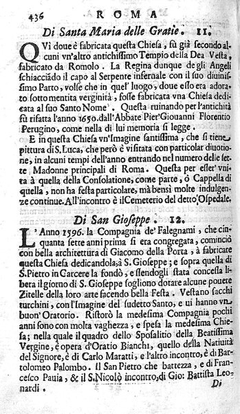 Ritratto di Roma moderna: nel quale sono descritte, le sagre basiliche, le chiese, collegij, confraternite, librerie, ospedali, monasteri, fontane, giardini, palazzi, pitture, sculture, e statue più famose, esistenti dentro, e fuori della città. Con la narratione dell'opere pie, ... Distinto in quatordici rioni, abbellito con le figure di rame, e raccolto dall'auttori, accennati nel primo tomo