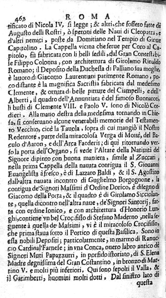 Ritratto di Roma moderna: nel quale sono descritte, le sagre basiliche, le chiese, collegij, confraternite, librerie, ospedali, monasteri, fontane, giardini, palazzi, pitture, sculture, e statue più famose, esistenti dentro, e fuori della città. Con la narratione dell'opere pie, ... Distinto in quatordici rioni, abbellito con le figure di rame, e raccolto dall'auttori, accennati nel primo tomo