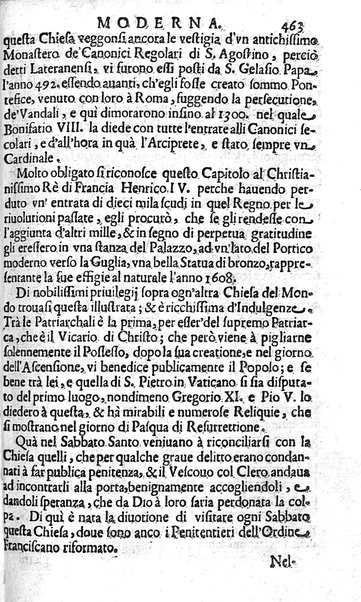 Ritratto di Roma moderna: nel quale sono descritte, le sagre basiliche, le chiese, collegij, confraternite, librerie, ospedali, monasteri, fontane, giardini, palazzi, pitture, sculture, e statue più famose, esistenti dentro, e fuori della città. Con la narratione dell'opere pie, ... Distinto in quatordici rioni, abbellito con le figure di rame, e raccolto dall'auttori, accennati nel primo tomo