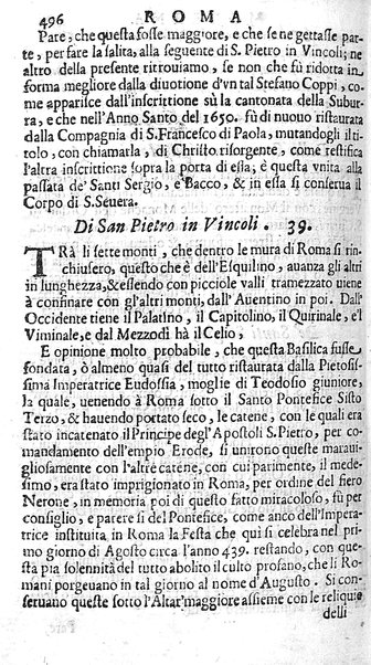 Ritratto di Roma moderna: nel quale sono descritte, le sagre basiliche, le chiese, collegij, confraternite, librerie, ospedali, monasteri, fontane, giardini, palazzi, pitture, sculture, e statue più famose, esistenti dentro, e fuori della città. Con la narratione dell'opere pie, ... Distinto in quatordici rioni, abbellito con le figure di rame, e raccolto dall'auttori, accennati nel primo tomo