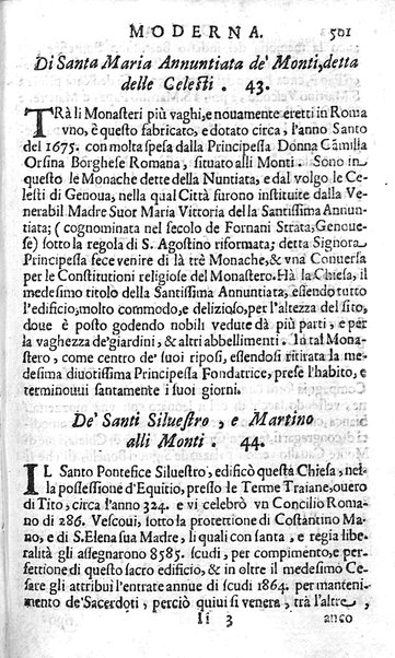 Ritratto di Roma moderna: nel quale sono descritte, le sagre basiliche, le chiese, collegij, confraternite, librerie, ospedali, monasteri, fontane, giardini, palazzi, pitture, sculture, e statue più famose, esistenti dentro, e fuori della città. Con la narratione dell'opere pie, ... Distinto in quatordici rioni, abbellito con le figure di rame, e raccolto dall'auttori, accennati nel primo tomo