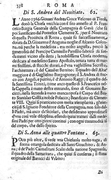 Ritratto di Roma moderna: nel quale sono descritte, le sagre basiliche, le chiese, collegij, confraternite, librerie, ospedali, monasteri, fontane, giardini, palazzi, pitture, sculture, e statue più famose, esistenti dentro, e fuori della città. Con la narratione dell'opere pie, ... Distinto in quatordici rioni, abbellito con le figure di rame, e raccolto dall'auttori, accennati nel primo tomo