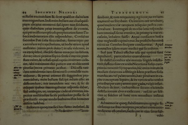 Tabacologia: hoc est tabaci, seu nicotianae descripti medico-chirurgico-pharmaceutica vel eius praeparatio et usus in omnibus fermè corporis humani incommodis. Per Johannem Neandrum Bremanum, ...