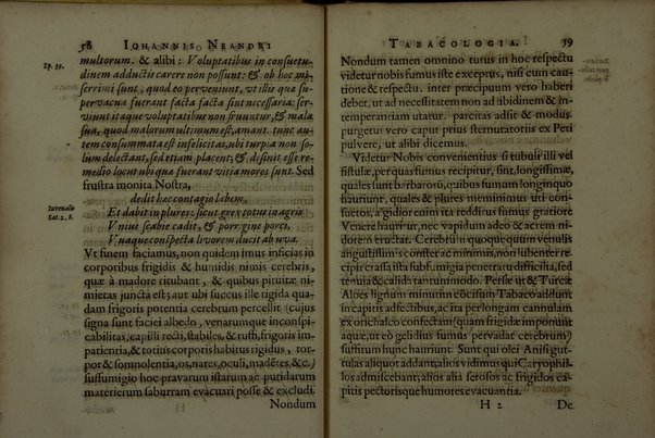 Tabacologia: hoc est tabaci, seu nicotianae descripti medico-chirurgico-pharmaceutica vel eius praeparatio et usus in omnibus fermè corporis humani incommodis. Per Johannem Neandrum Bremanum, ...