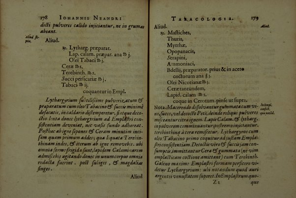 Tabacologia: hoc est tabaci, seu nicotianae descripti medico-chirurgico-pharmaceutica vel eius praeparatio et usus in omnibus fermè corporis humani incommodis. Per Johannem Neandrum Bremanum, ...