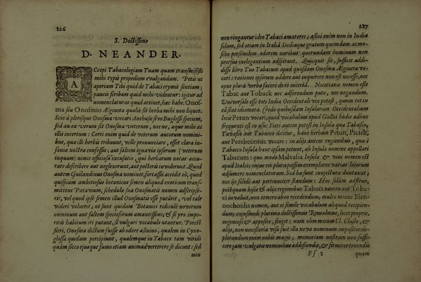 Tabacologia: hoc est tabaci, seu nicotianae descripti medico-chirurgico-pharmaceutica vel eius praeparatio et usus in omnibus fermè corporis humani incommodis. Per Johannem Neandrum Bremanum, ...