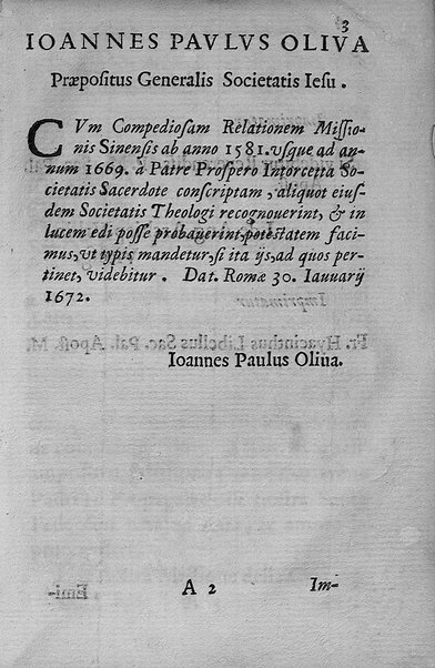 Compendiosa narratione dello stato della missione cinese, cominciando dall'anno 1581. fino al 1669. Offerta in Roma. Alli eminentissimi signori cardinali della sacra Congregatione de Propaganda Fide. Dal P. Prospero Intorcetta della Compagnia di Giesù, missionario, ...