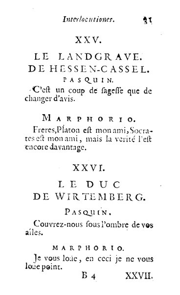 Pasquini et Marphorii curiosae interlocutiones, super praesentem orbis christiani statum publicatae in Romano capitolio anno 1683. Et Latinè ac Gallicè editae