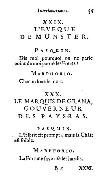 Pasquini et Marphorii curiosae interlocutiones, super praesentem orbis christiani statum publicatae in Romano capitolio anno 1683. Et Latinè ac Gallicè editae