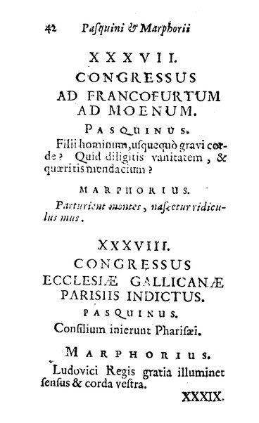 Pasquini et Marphorii curiosae interlocutiones, super praesentem orbis christiani statum publicatae in Romano capitolio anno 1683. Et Latinè ac Gallicè editae