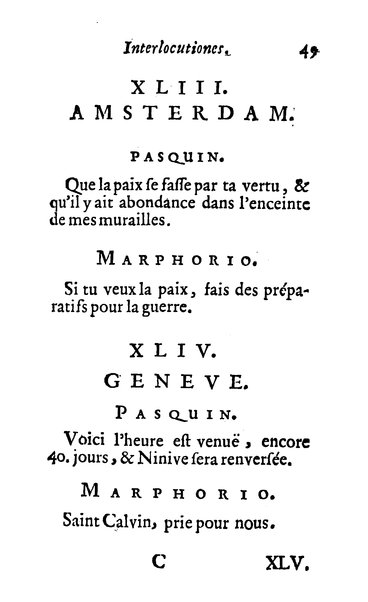 Pasquini et Marphorii curiosae interlocutiones, super praesentem orbis christiani statum publicatae in Romano capitolio anno 1683. Et Latinè ac Gallicè editae