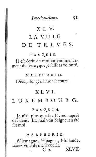 Pasquini et Marphorii curiosae interlocutiones, super praesentem orbis christiani statum publicatae in Romano capitolio anno 1683. Et Latinè ac Gallicè editae